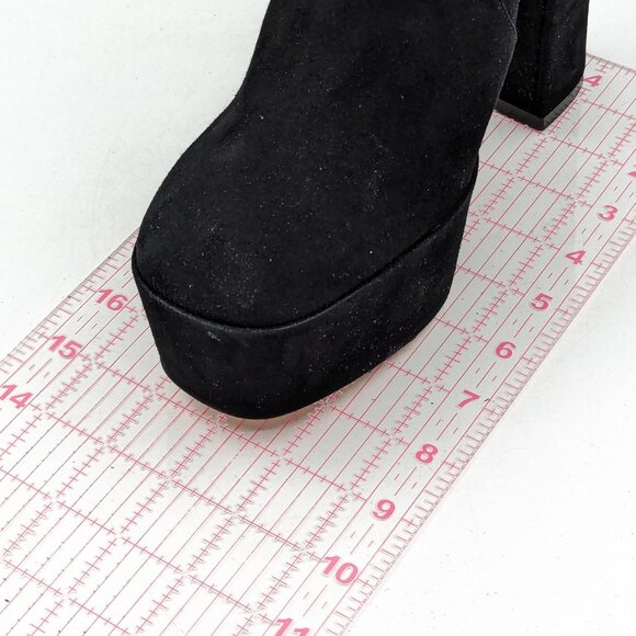Stuart Weitzman Skyhigh Black Suede Sock Platform Sock Ankle Boots size 8.5 - Picture 5 of 11